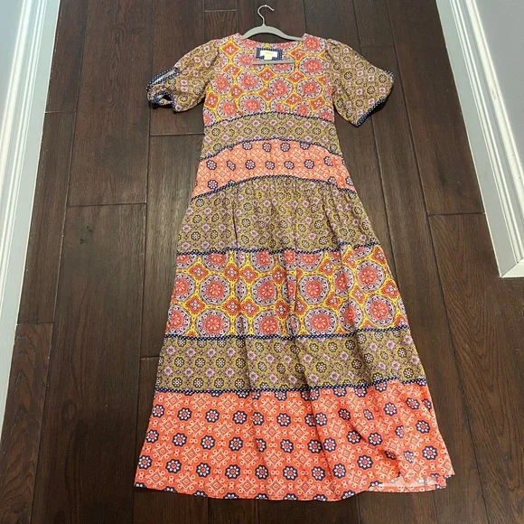 Maeve Anthropologie Pink and Brown Tiered Sundress - Picture 7 of 7